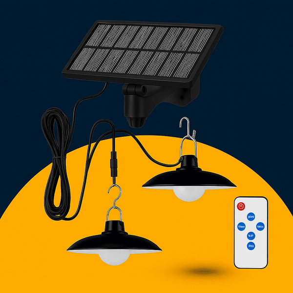 Lampe solaire suspendue avec câble 10m – Allumage automatique, lumière chaude/froide & télécommande incluse | Nocta Solis™