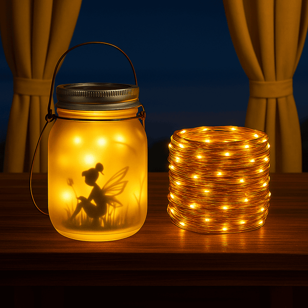 Lanterne solaire à suspendre ou à poser effet lucioles – Ambiance féerique pour jardin, terrasse ou balcon | Nocta Solis™ - NoctaSolis
