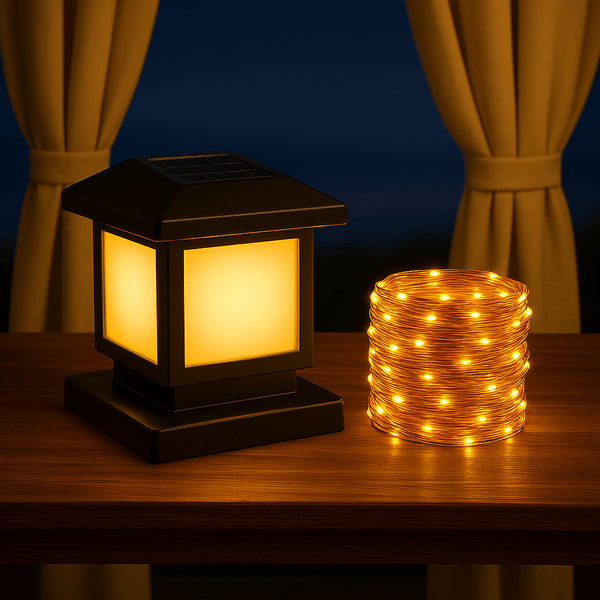 Lanterne solaire Pilier avec 4 couleurs réglables – Télécommande incluse - Guirlande solaire incluse | Nocta Solis™ - NoctaSolis