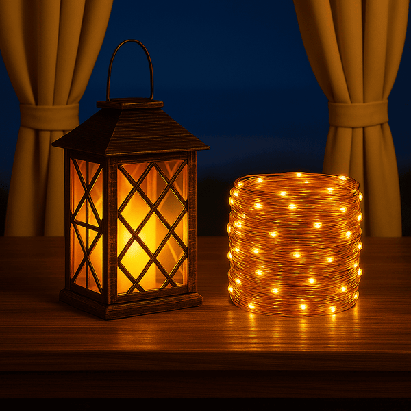 Lanterne solaire suspendue effet bougie – À suspendre ou poser, lumière flamme chaude – Guirlande incluse | Nocta Solis™ - NoctaSolis