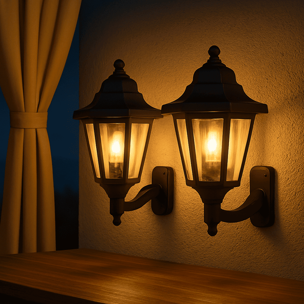 Lot de 2 Lampes solaires murales hexagonales – Design moderne pour façades | Nocta Solis™ - NoctaSolis