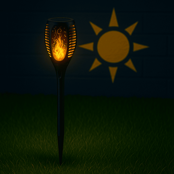 Torche Solaire LED Nocta Solis™ Effet Flamme – Ambiance Naturelle pour Jardin & Allées, Encastrable IP65 Sans Câblage - NoctaSolis